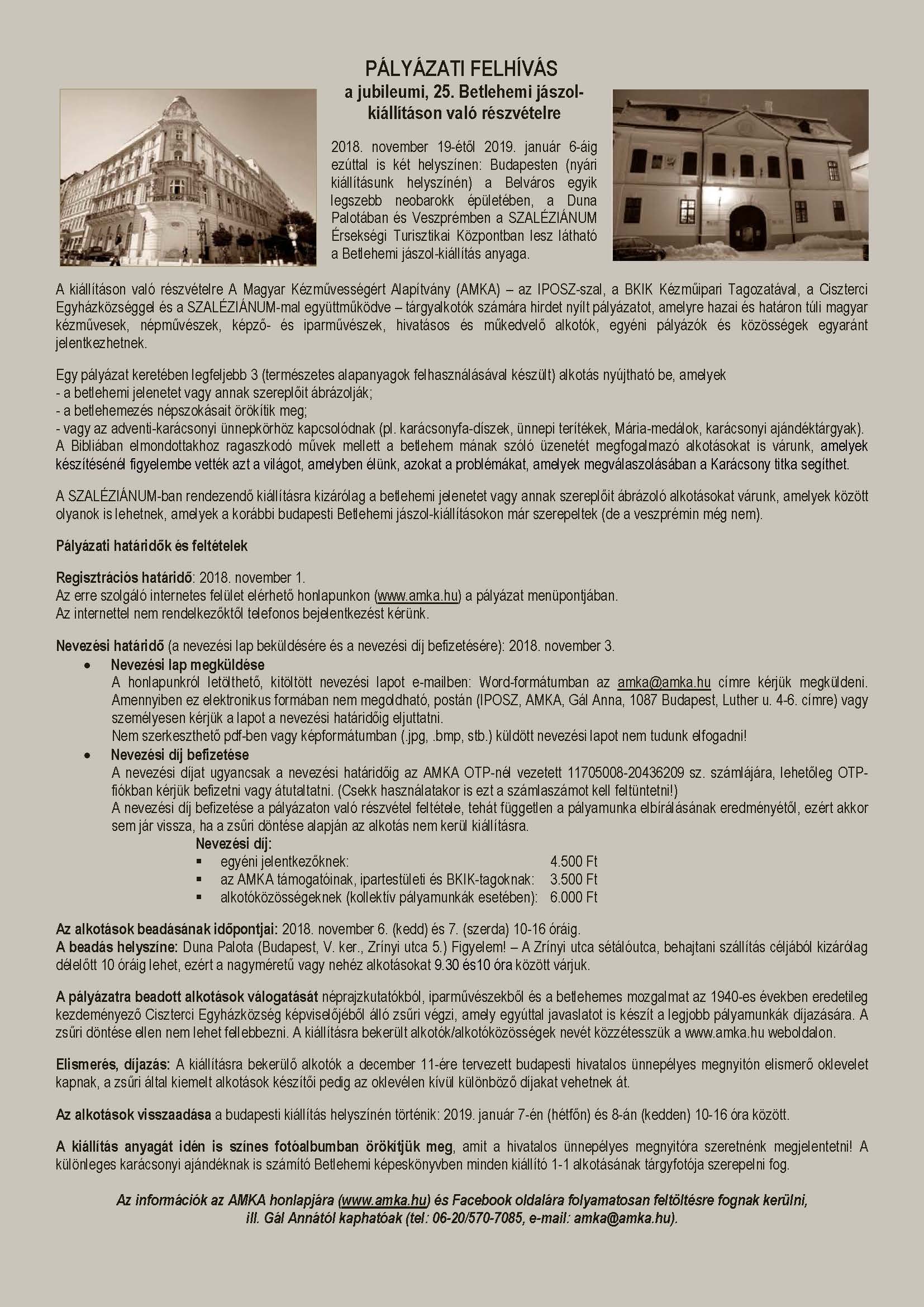 25. Betlehemi jászol pályázati felhívás